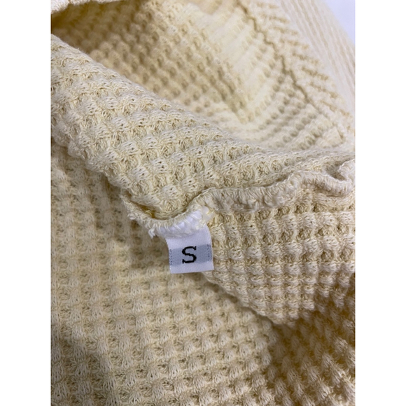 BucketList Waffle Knit Oversized Relaxed Shacket Shirt Womens Small Yellow - Picture 6 of 8